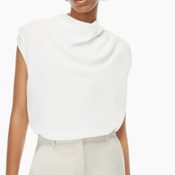 NWT Aritzia CARTER BLOUSE WARM Taupe Size 2XL Balletcore Office Siren - Picture 3 of 5